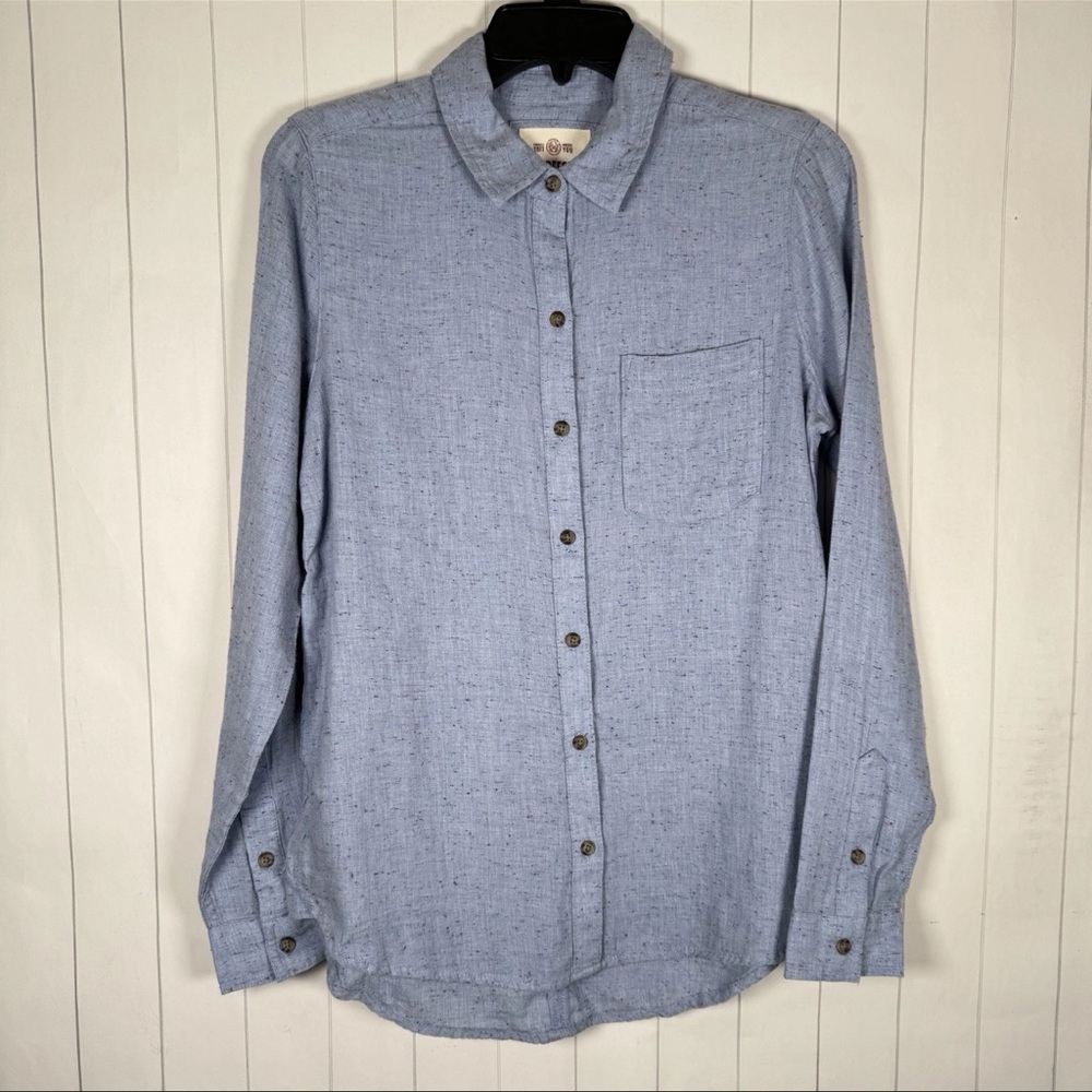 So Perfect Shirt Soft Chambray Denim Relaxed Button Blouse Shirt Pop Color Small